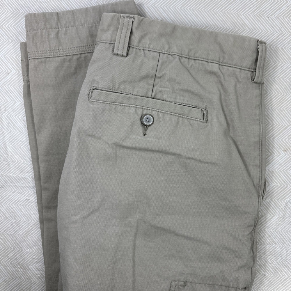 Duluth Trading Pants Mens 34x33 Trim Fit Thick Canvas Khaki Chino Hidden Pocket‎